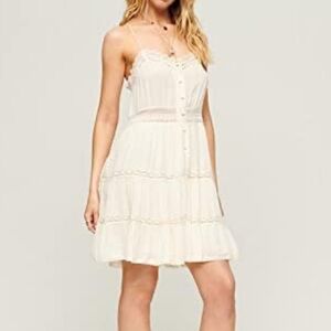 Superdry White Lace Button-Down Mini Dress